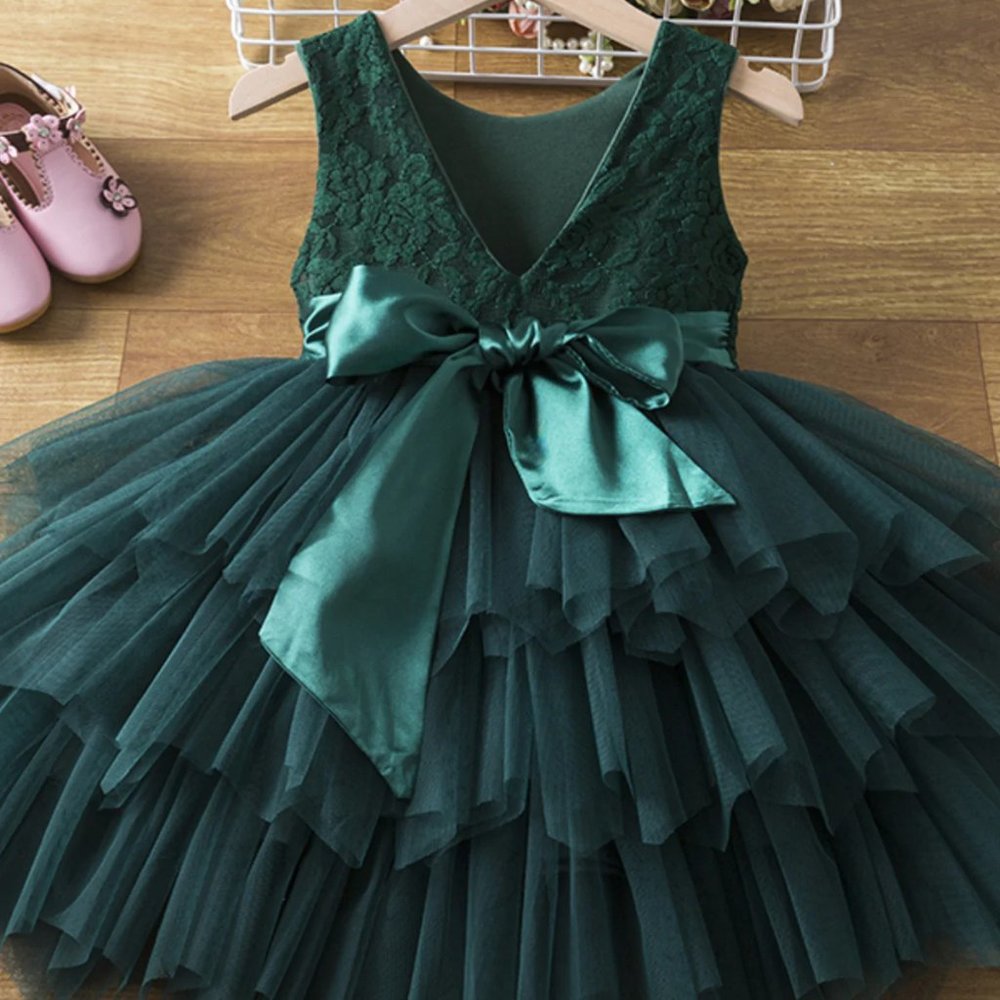 Mia Belle Girls Green Dress